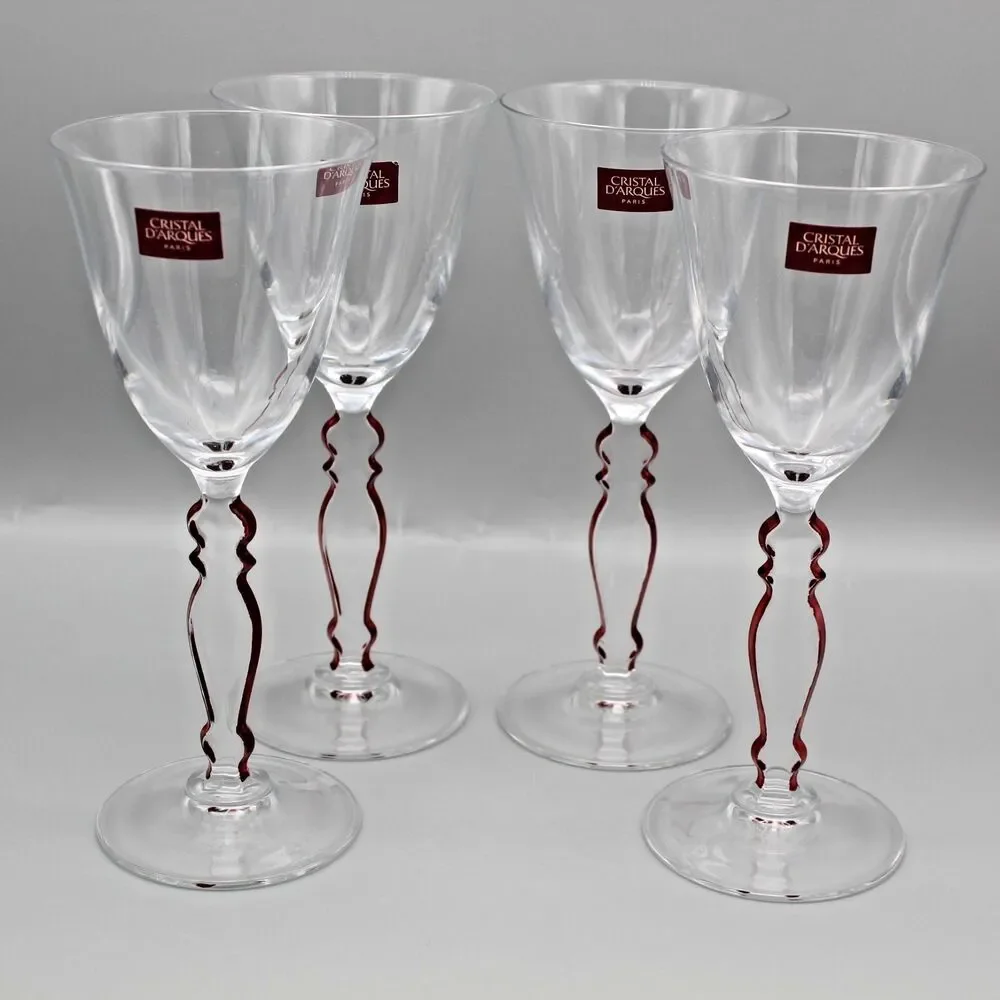 Crystal D'Arques Garanti Plus DE France Genuine Lead Crystal Wine Glasses Red